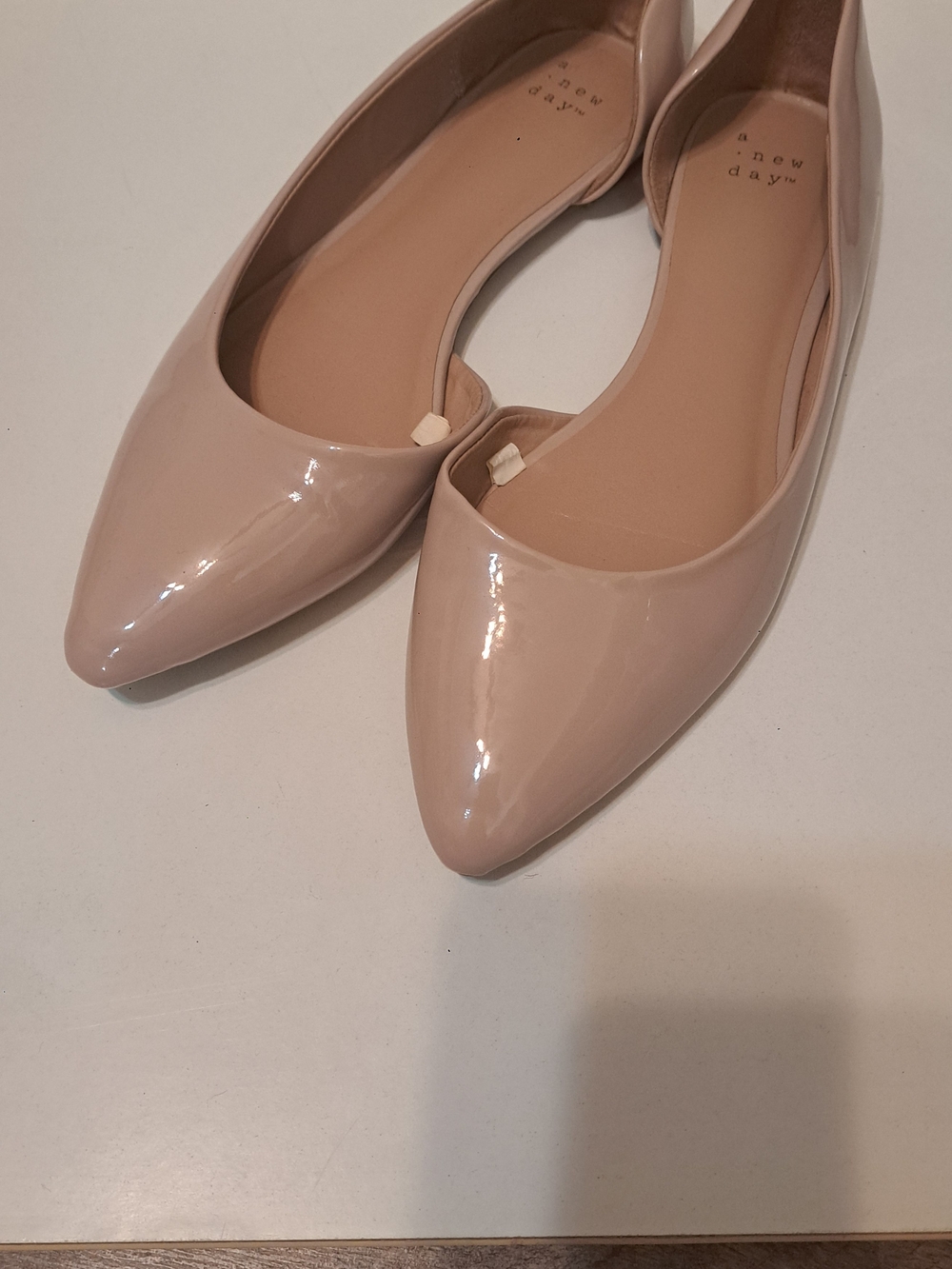 A New Day Women's Pointed Patent Ballet Flats - Nude Pink